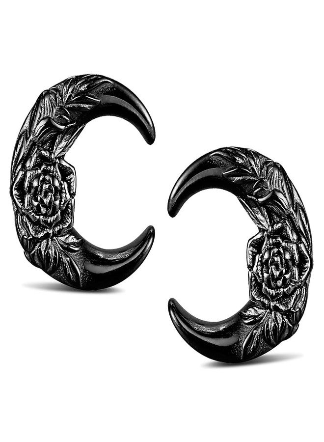 Earblity 2PCS Crescent Moon Saddle Plugs 316 Stainless Steel 00g 10mm Black Ear Gauges Hypoallergenic ear gauges expander Piercing Body Jewelry - Image 1